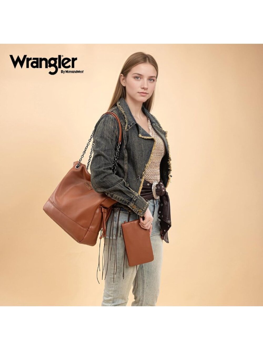 Stylish 2PCS Women's Tote & Drawstring Shoulder Bag Set with Removable Pouch - Picture 2 of 7